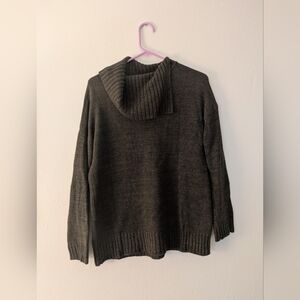 Dark Olive Women's Cotton Cowelneck Sweater Size Small